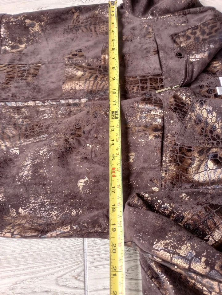 Erin London Womens Blazer Zip Jacket Metallic Gold Lined Size M Medium - Image 3 of 4