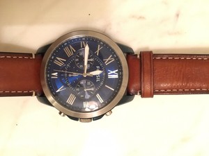 fossil grant chronograph blue