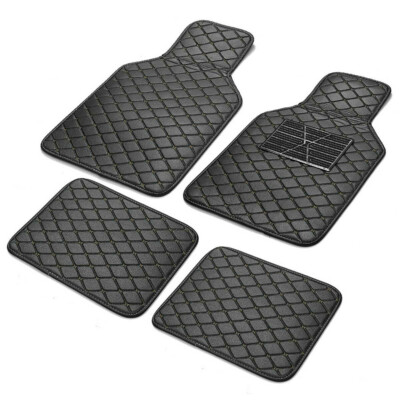 Black/Beige Car Truck SUV Floor Mats PU Leather All Weather Protection /F