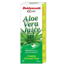 Baidyanath Aloe Vera Juice with Pulp - An All-Round Tonic for Skin and Hair - 1L