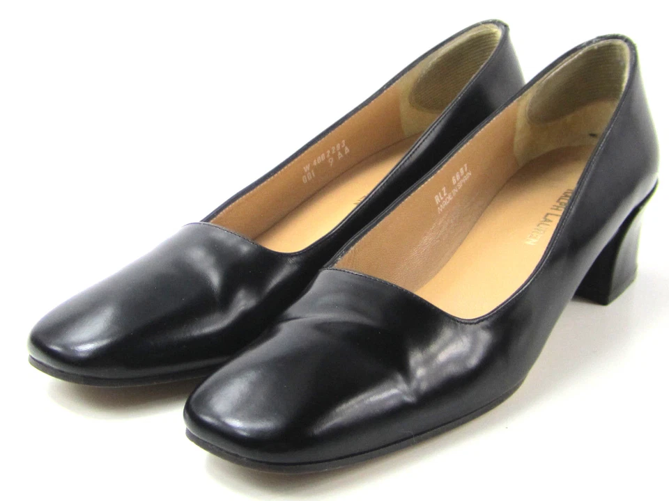 Женские черные лакированные кожаные туфли-лодочки RALPH LAUREN размер 9 AA узкие Испания - Изображение 2 из 4