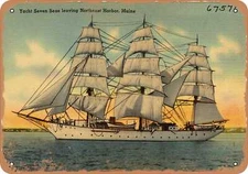 METAL SIGN - Maine Postcard - Yacht Seven Seas leaving Northeast Harbor, Maine