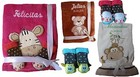 Babydecke mit Namen bestickt + inkl. ein Paar Socken Geschenk Geburt Taufe Baby