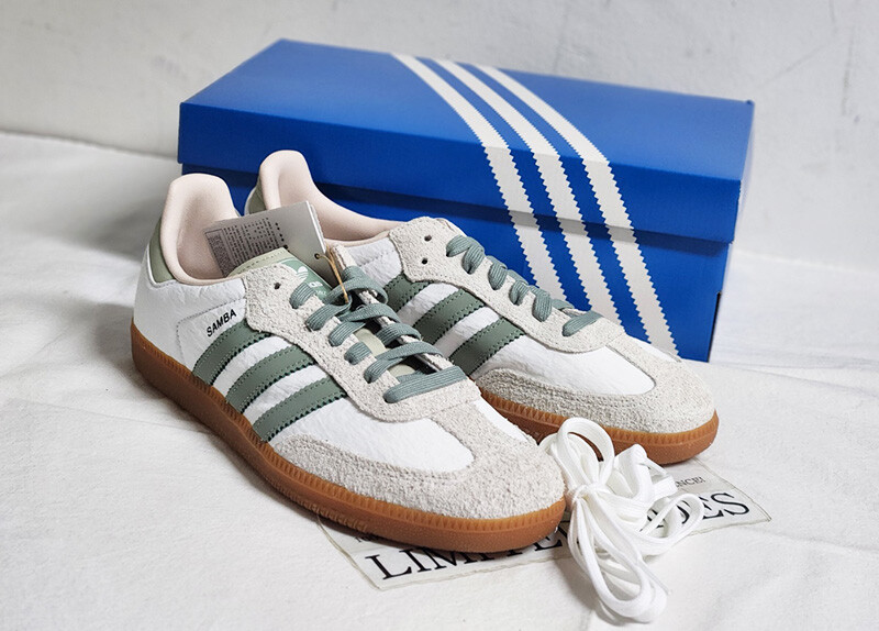 W Adidas Samba OG Cloud White Silver Green Putty Mauve ID0492 Women | eBay