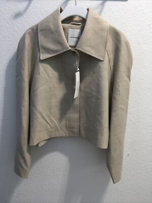 Le 17 Septembre womens wool lightweight boxy jacket beige sz 38
