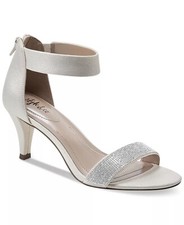 STYLE  CO Women's White-Silver Embellished Phillys Two-Piece Evening Sandals 8