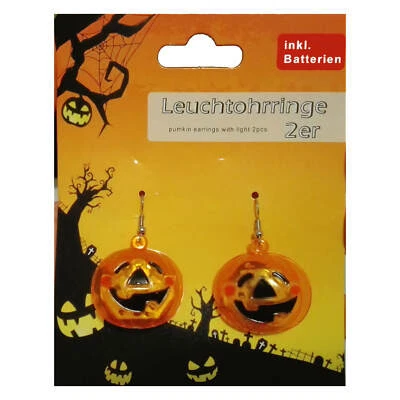 TOP TEN Leuchtohrringe 2er Set Kürbis Gesicht Orange inkl. Batterien Halloween Karneval