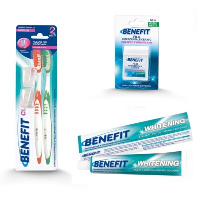 MALIZIA Benefit Set Zahnbürste 2x + Zahnseide + whitening Zahnpasta 75ml
