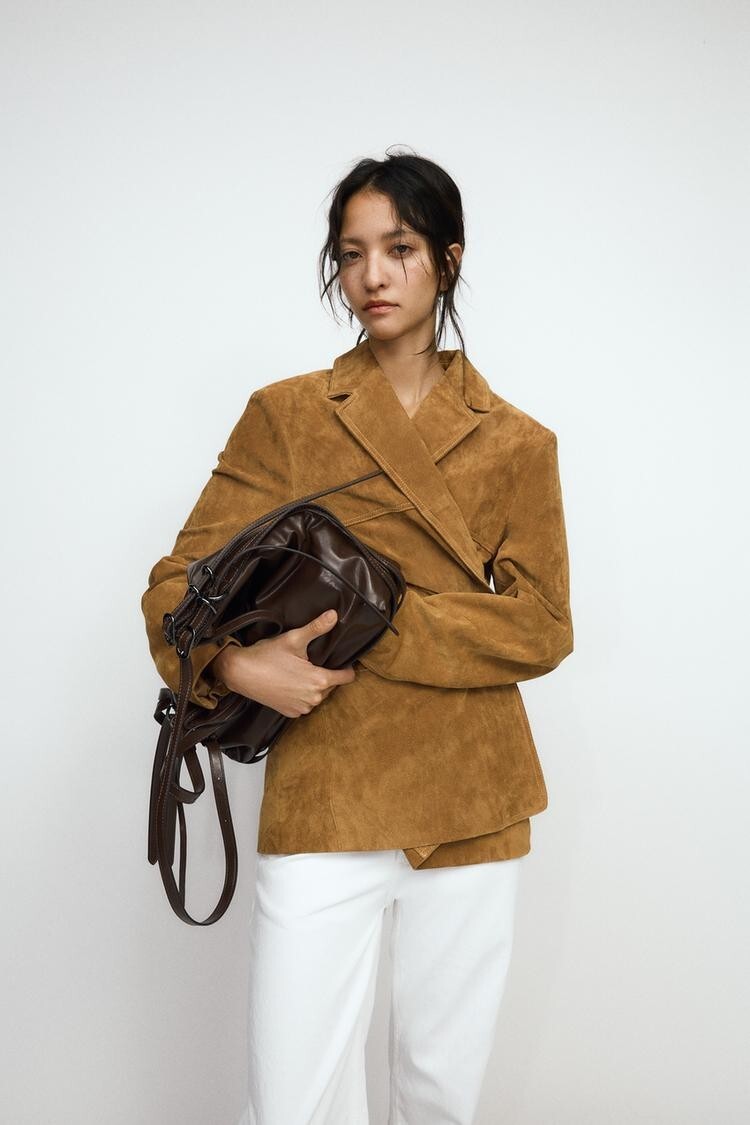 Zara Buckle Detail Bucket Bag Brown 6097/410/700 Magnetic
