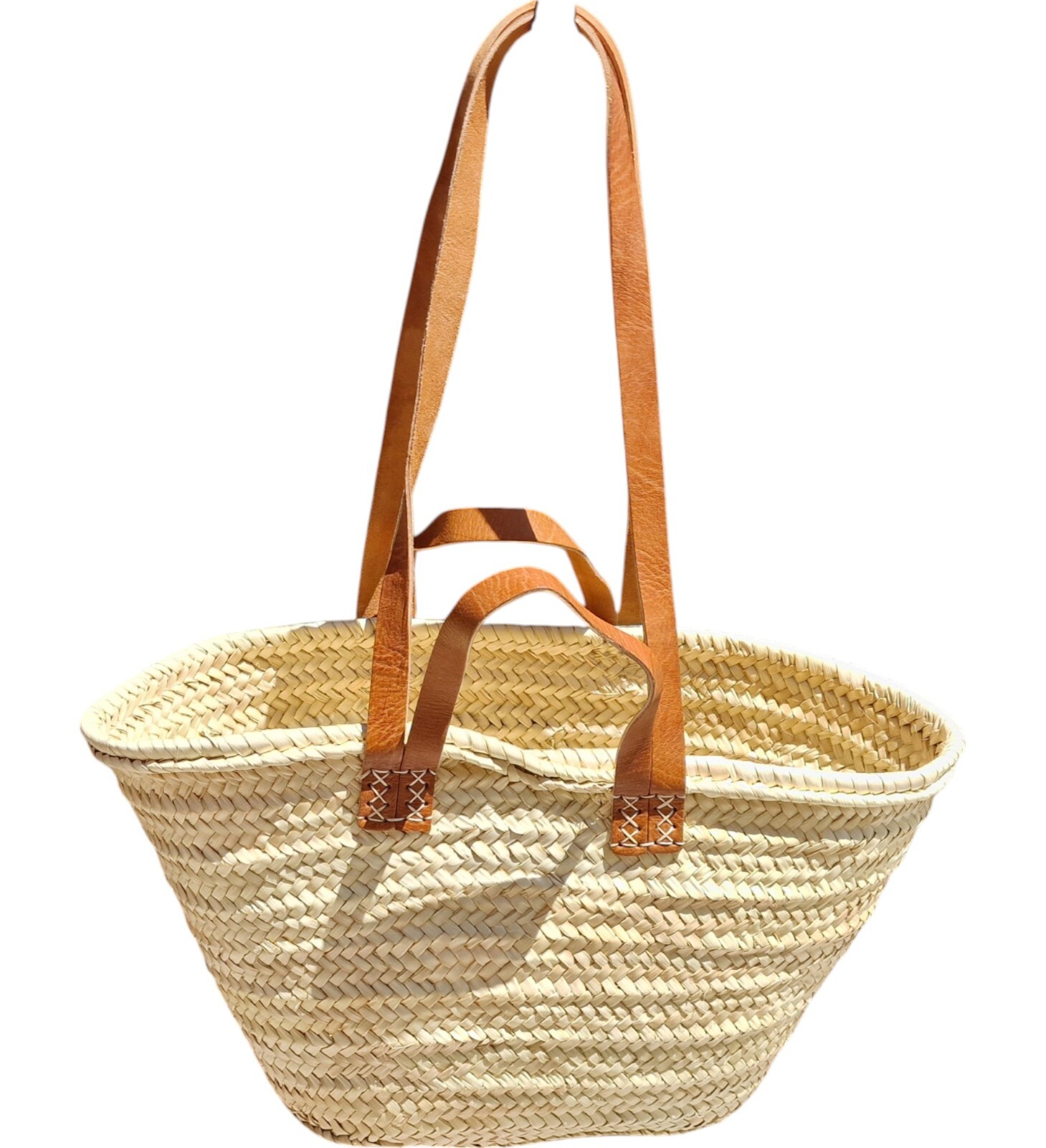 FRENCH BASKET straw bag with leather handles beach bag, straw bag, market basket