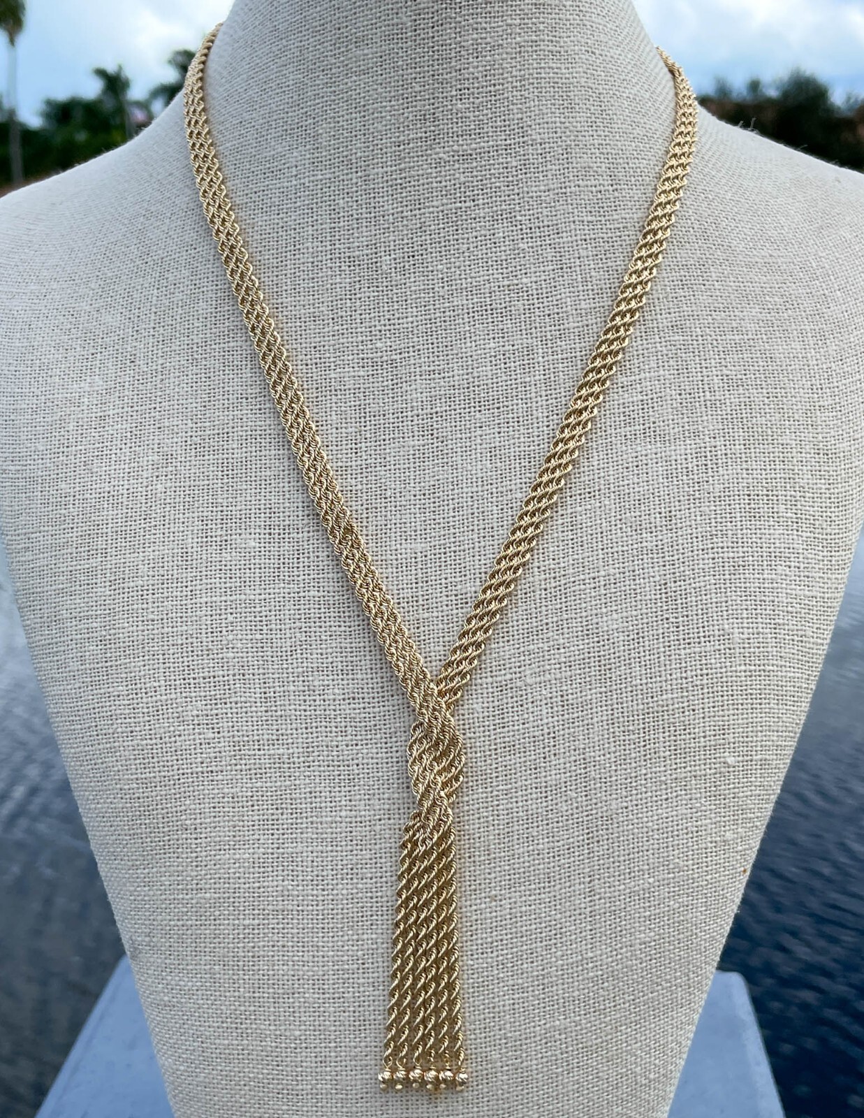 Jay Feder 18k Yellow Gold Tassel Rope Necklace eBay