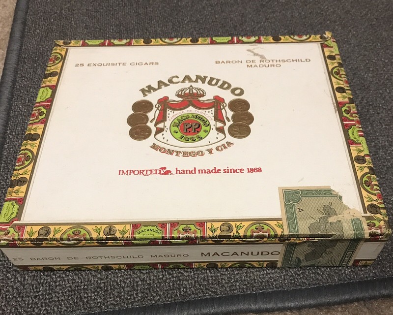 Macanudo 25 Cigars - Empty Cigar Wood Box Trimmed Design Jamaica 1.5 X 7 X 8.5