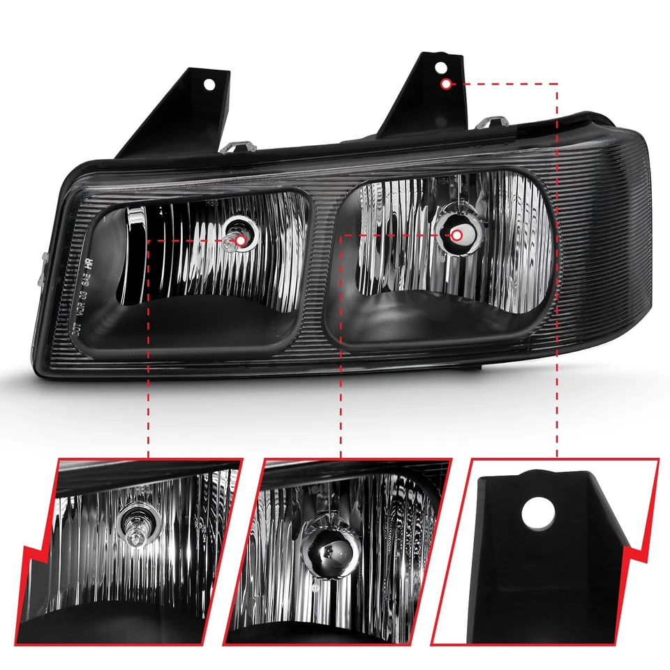 ANZO USA 111474 CHEVY EXPRESS/GMC SAVANA 2003-2017 CRYSTAL HEADLIGHTS BLACK - Image 2 of 4