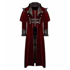 Gothic Steampunk Military Red Jacket Men’s Punk Highwayman Regency Long Coat