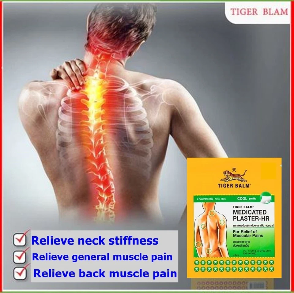 24x Tiger Balm Plastered-RD Large Patch Cool Relief Muscle Pain Neck Back Men Foto 4 de 4