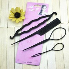 2 Set Hair Styling Tools Bun Maker Topsy Tail Hair Braid Comb DIY