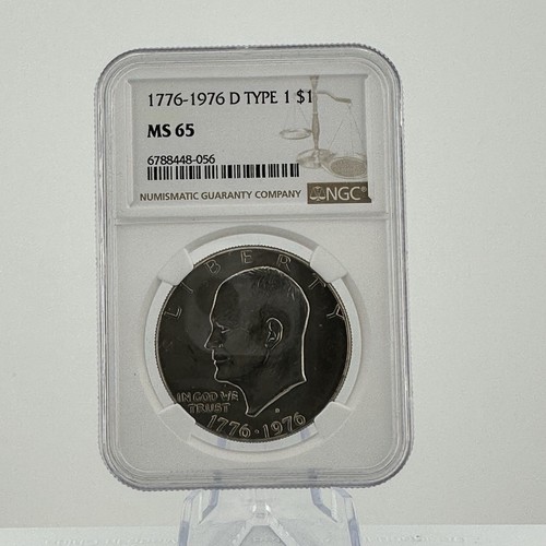 1976 D TYPE 1 EISENHOWER DOLLAR NGC MS-65 - UNCIRCULATED - IKE - CERTIFIED - $1