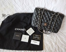 Black CHANEL Classic Double Flap Bag with Silver Hardware
