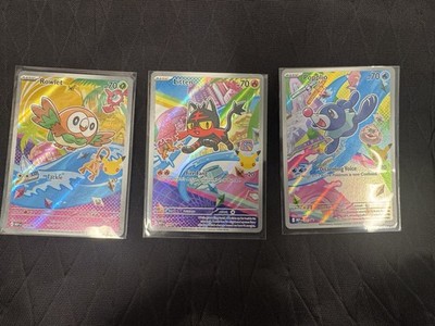 Rowlett 043 + Litten 044 + Popplio 045 - First Partner Pokemon Cards