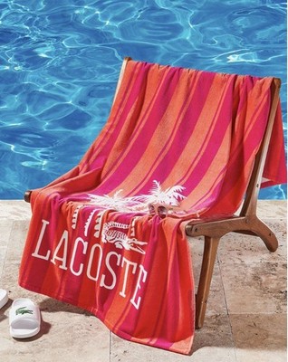 Lacoste Crocodile Print Shirting  Cotton Beach Towel, 36'' x 72'' High Quality 