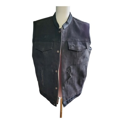 DREAM APPAREL Biker Black Premium Canvas & Leather Conceal Carry Distressed 44