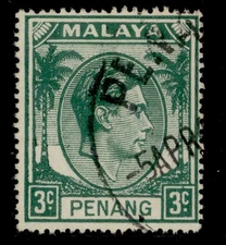 MALAYSIA - Penang GVI SG5, 3c green, FINE USED.