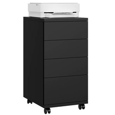 Rolling Drawer Cabinet 4 Drawer Under Desk Storage Unit Home Office Furniture