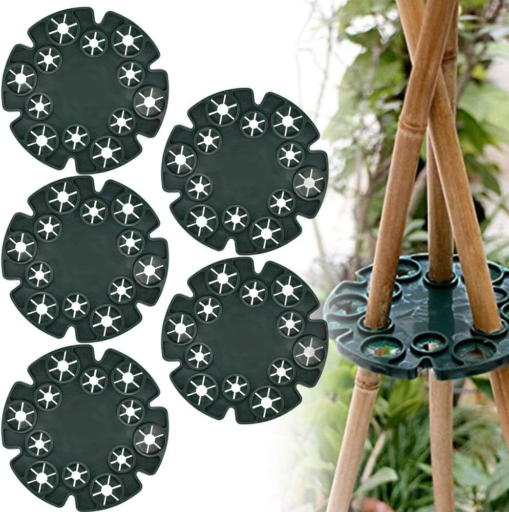 5 Pcs Wigwam Cane Grips Canes Support Rings Peas Beans Support 12 Holes DIY Bamb