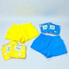 Vintage 80s 90s Swim Trunks Undergear Aquatics Small Neon Blue Yellow Lot/6 NOS