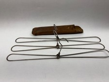 VTG METAL CLOTHES Wire Hangers Folding Travel LOT of 3 Leather Case