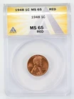 Certified 1948 Lincoln Cent ANACS MS65 Red Wheat Penny 1c