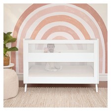 HALO 3-in-1 Convertible Wood Baby Crib White Mesh Walls