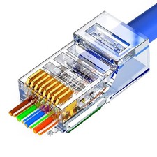 50 Pcs Cat6 RJ45 Pass Through Connectors, C6 Pass Through Plugs, Cat6 Crystal...