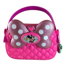 Minnie Mouse Hot Pink Purse with Glitter Bow Plastic Disney Girls Pocketbook