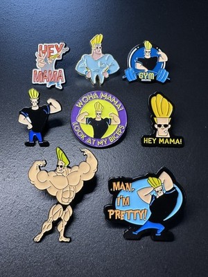 8 x Johnny Bravo Emaille Pin Anstecker Cartoon Network Bodybuilder Metall Revers Brosche