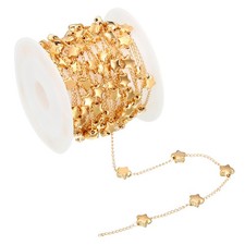 9.8 Feet Star Beading Chain with Spool, Beaded Chain Link for Jewelry, Golden