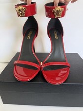NEW Versace Red Patent Leather Medusa Ankle S...