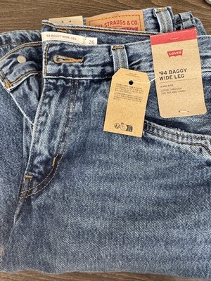 Levis Womens 94 Baggy Wide Leg Blue Jeans Size 26