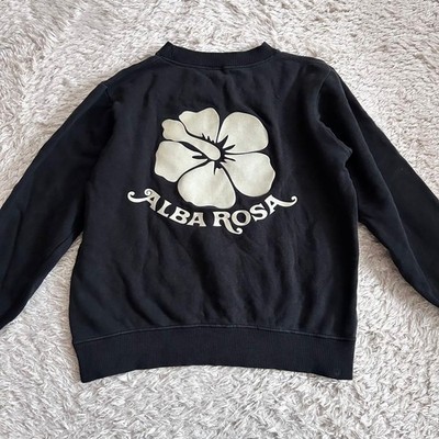 Alba Rosa Alvaros Y2K Sweatshirt Flower Ribbed Logo Print Oversized