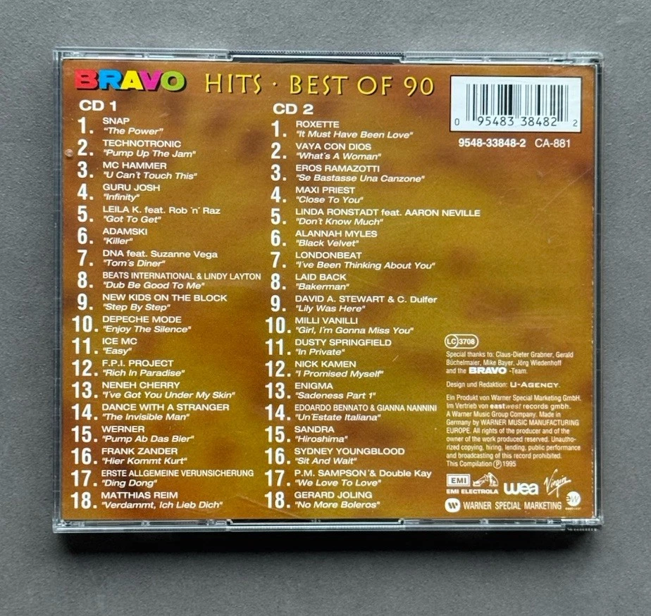 BRAVO HITS – Best Of 90 (2CD) 💿 Super seltene 90er Doppel-Compilation - Bild 2 von 4