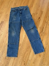 Vintage Dickies Double Knee Jeans 34x34 Distressed Carpenter Workwear Denim