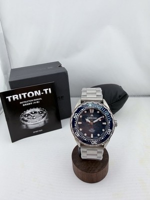 North Edge TRITON-TI Titanium Solar Dive Watch Blue Ceramic Bezel 300M Box