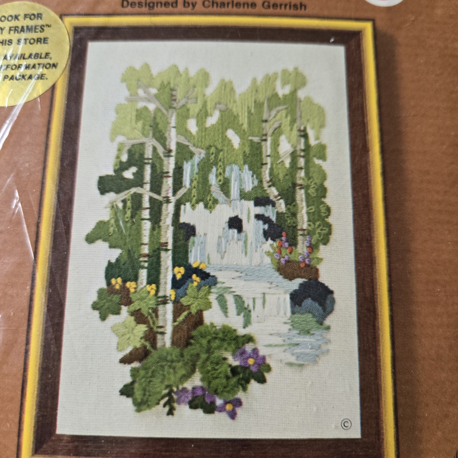 Vintage Jiffy Stitchery "Waterfall Birches" Embroidery Kit #838 