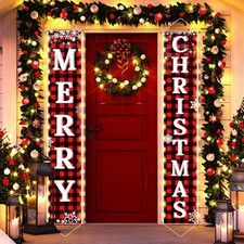 Christmas Decorations Outdoor Yard, outside Front Porch Sign Set with Lights, Re