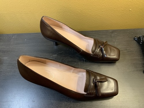 Talbots Brown Heaton Leather Tassel Loafer Pumps Womens Size 9B - Photo 3/13