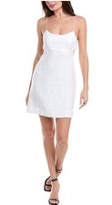Faithfull the Brand White Antibes Linen Mini Dress Open Back Resort 8 NWT