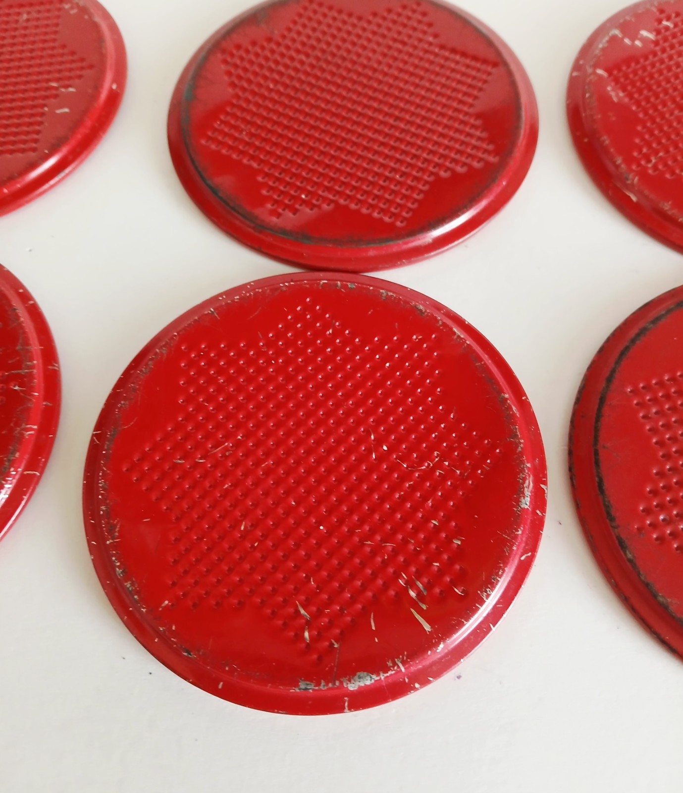 Set Of 9 Vintage Metal Kitty Drink Coasters + 1 Scottie Dog 1950's Tin Litho