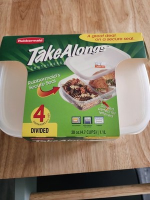 Vtg 2002 Rubbermaid Take Alongs Divided Food Storage Containers (3) Open Package