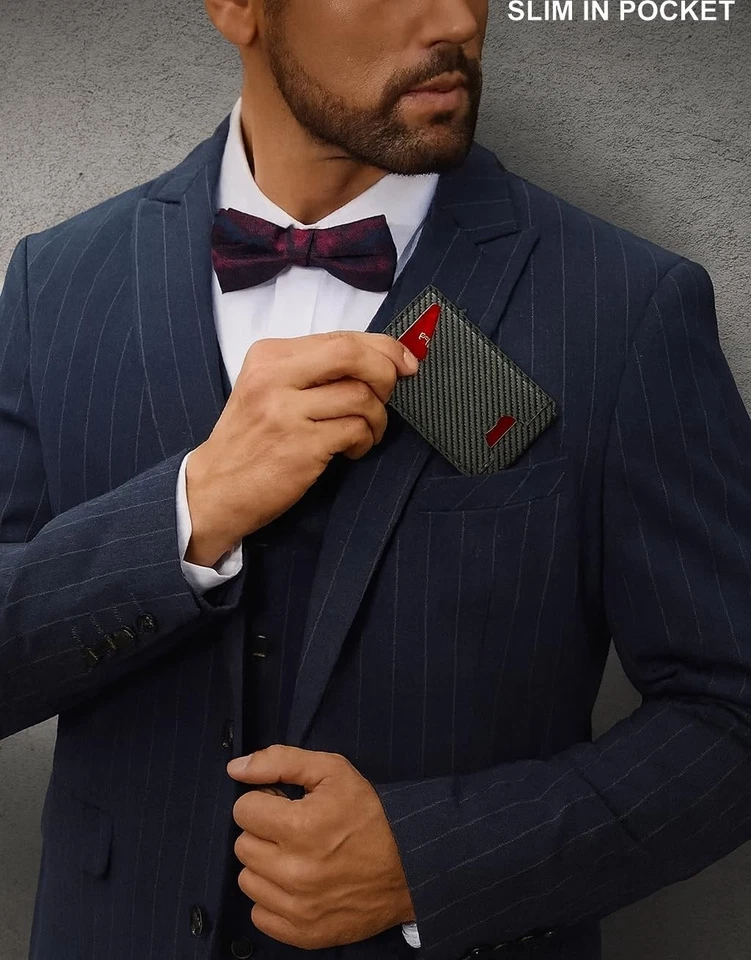 Cartera plegable Airtag para hombre delgada emergente premium con clip para dinero y bloqueo RFID Foto 4 de 4