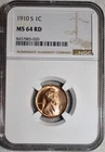 NGC MS-64 RD 1910-S Lincoln Cent, Razor-Sharp, Full-Red Blazer!